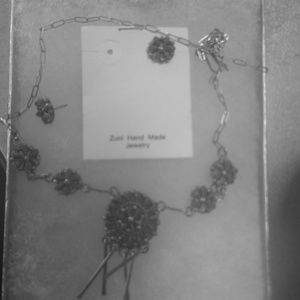 Zuni Coral Necklace and Matching Earrings